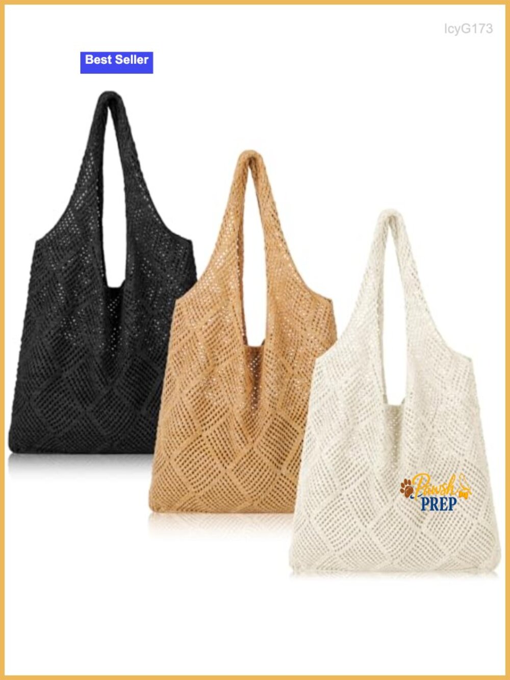 Crochet Mesh Beach Tote Bag for Women Summer Hollow Woven Straw Bag Knitted